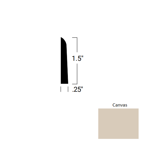Johnsonite Canvas Rubber Moulding / Trim - 1 1/2" X 8 Ft (96") X 1/4" Millwork Shoe Moulding - Millwork Shoe Moulding