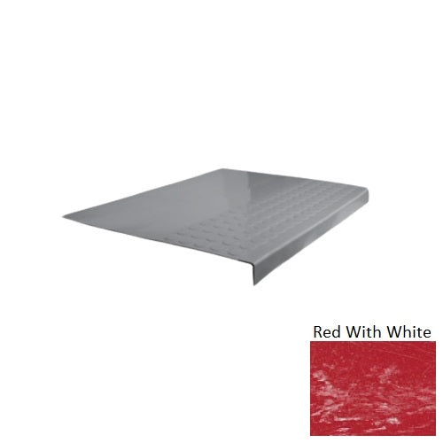 Evolving Styles Creative Elements Red With White Type 701 Distinct Designs Rubber - 12" X 72" Stair Tread - Rgt Radial Ii Raised Disc Design