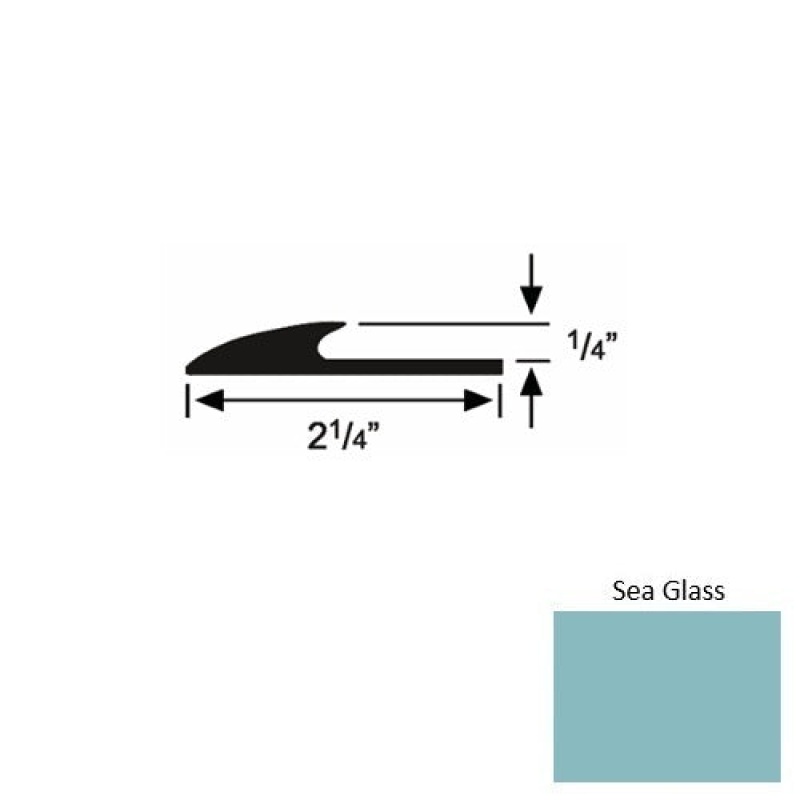 Solid 38 Sea Glass Rubber Glue Down Carpet Edge - 2 1/4" X 9 Ft (108") X 1/4"