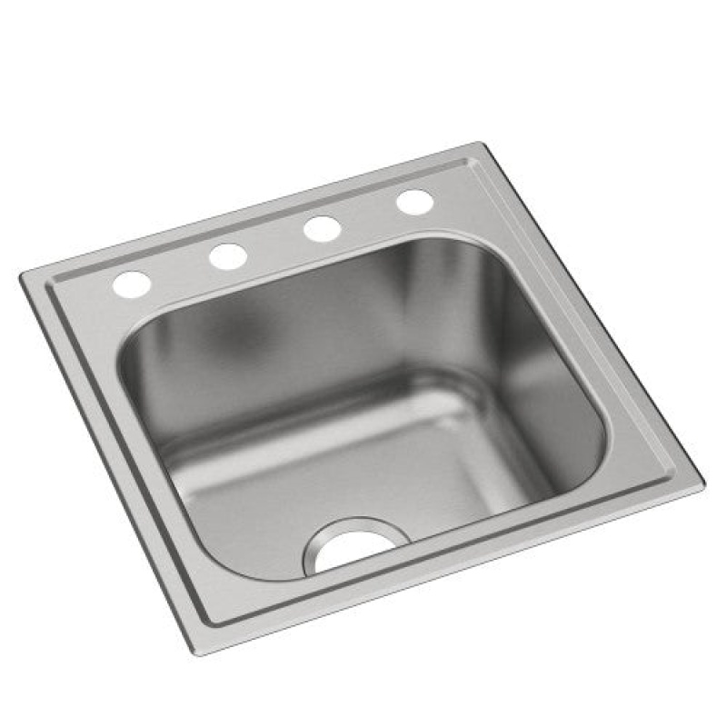 Dpc1202010os4 Dayton Stainless Steel Drop In Single Bowl Kitchen Sink - 20" X 20" X 10 1/8" With 4 Holes - Stainless Steel