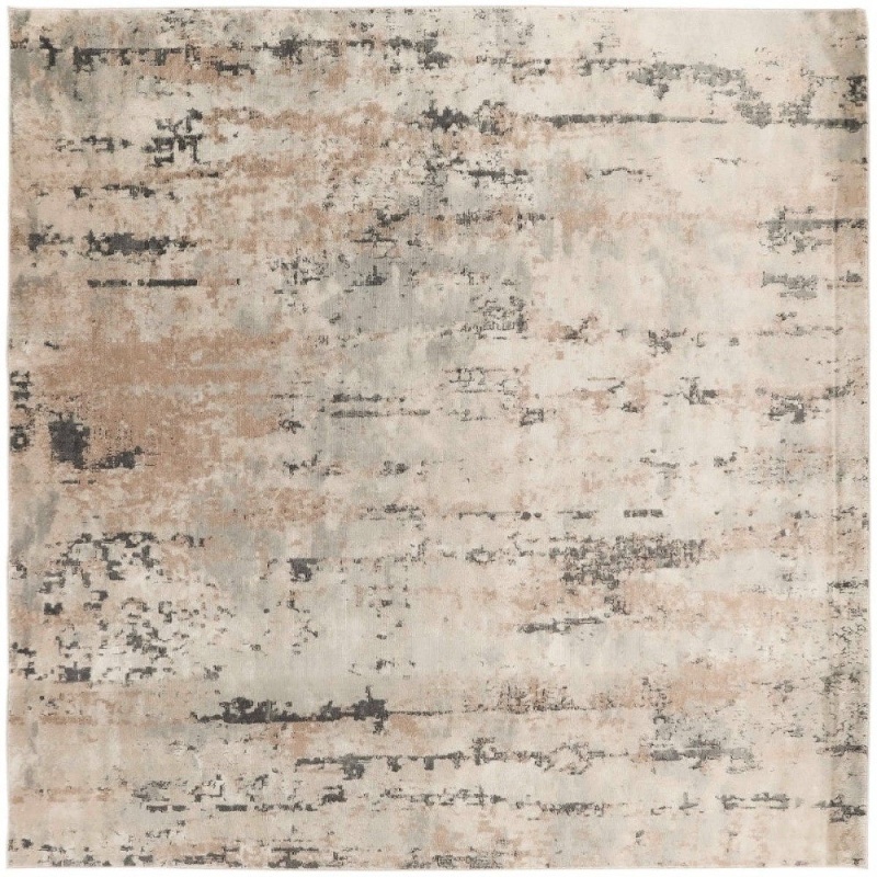 Quarry Beige Grey Qua01 Polypropylene & Polyester Contemporary Area Rug - 5 Ft X Square - Beige Grey