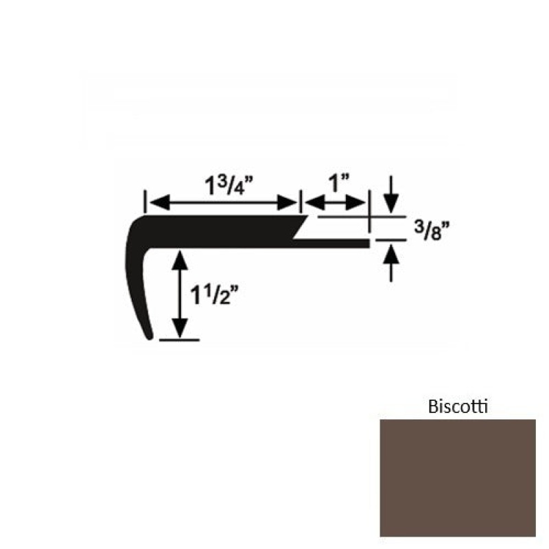 Solid 11 Biscotti Rubber Single Flange Carpet Stair Nosing (Sq) - 1 3/4" X 9 Ft (108")
