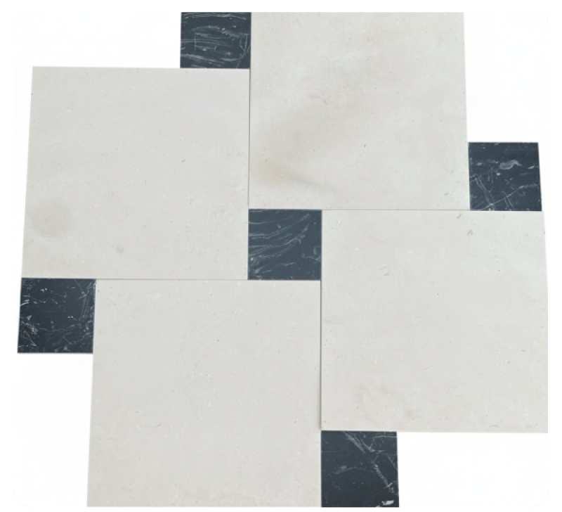 Olvia Affinata Shellstone With Black Marble Tile - Polished - 18" X 18"