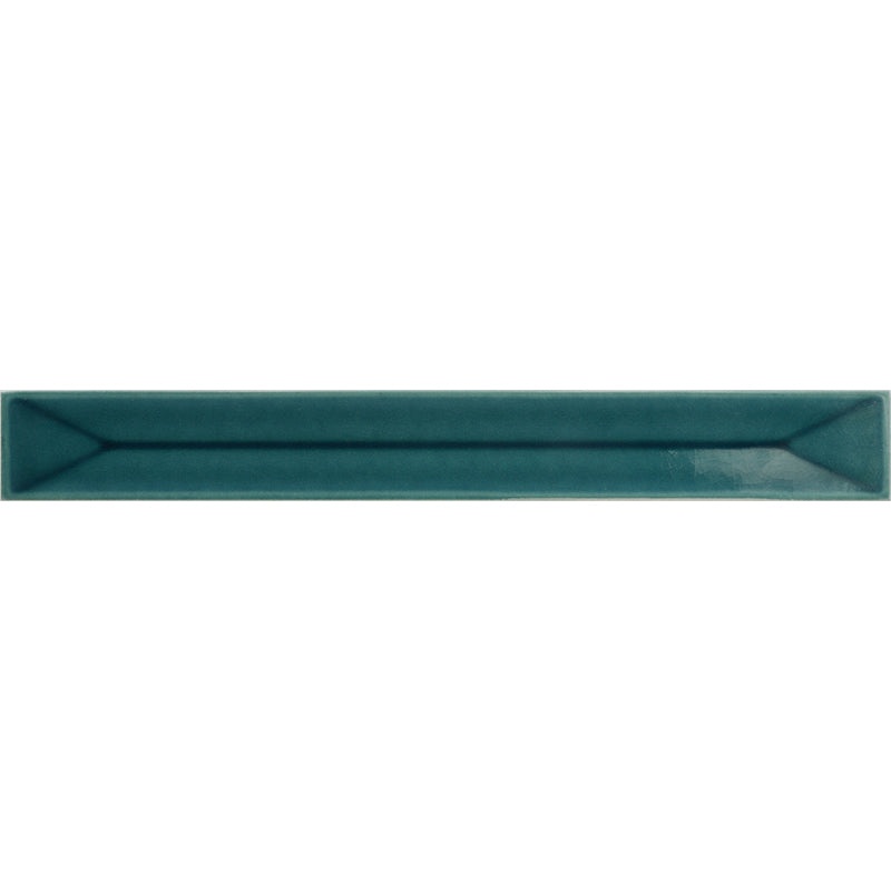 Flatiron Deco Petrol Ceramic Tile - Glossy - 2" x 16"