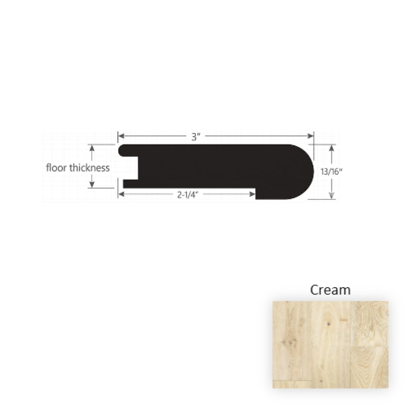Reserve Cream Hardwood Moulding / Trim - 2" X 90" Flush Stair Nose - Wire Brushed