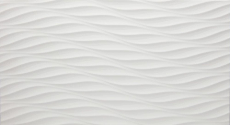 3D White Twist Ceramic Tile - Matte - 12" x 22"