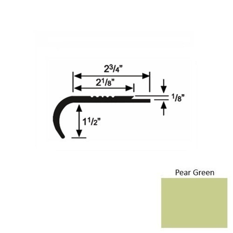 Solid 10 Pear Green Rubber Underlap Stair Nosing (Rd) - 2 3/4" X 9 Ft (108")