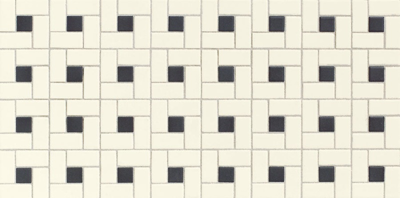 Keystone Blends Biscuit Porcelain Mosaic - 2" X 1" Windmill With Black Dots - Matte