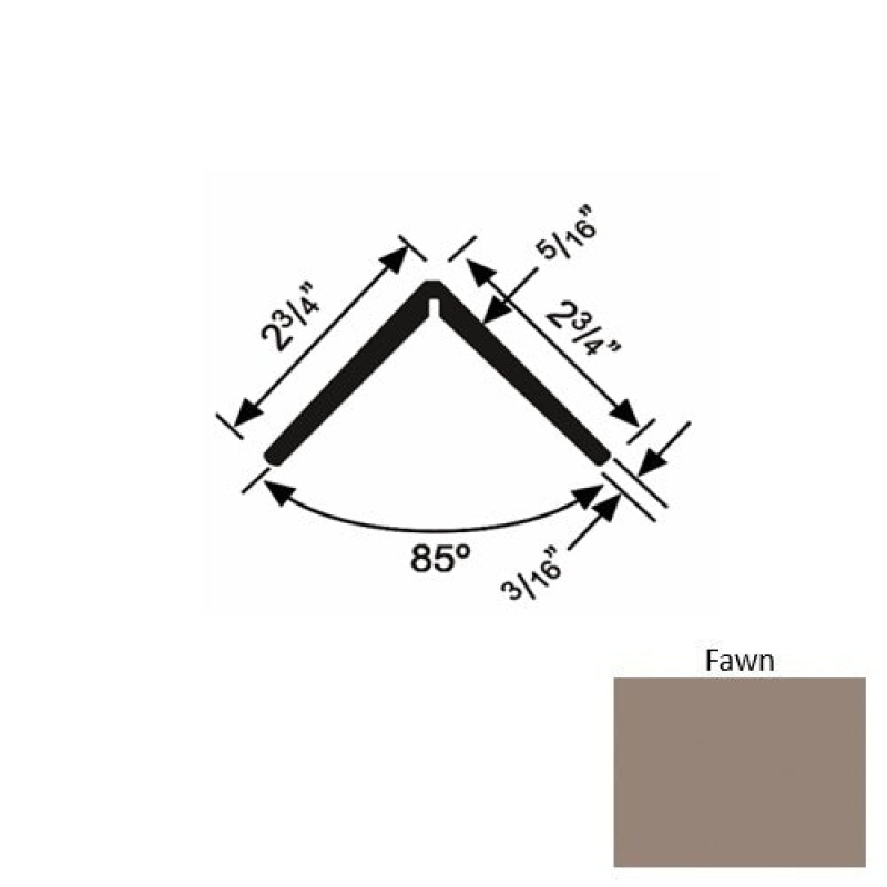 Solid 19 Fawn Rubber Corner Guard - 2 3/4" X 2 3/4" X 54"