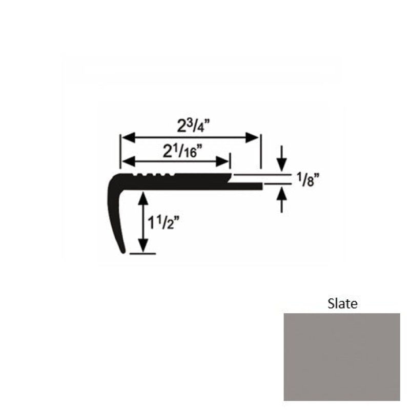 Solid 09 Slate Rubber Underlap Stair Nosing (Sq) - 2 3/4" X 9 Ft (108")