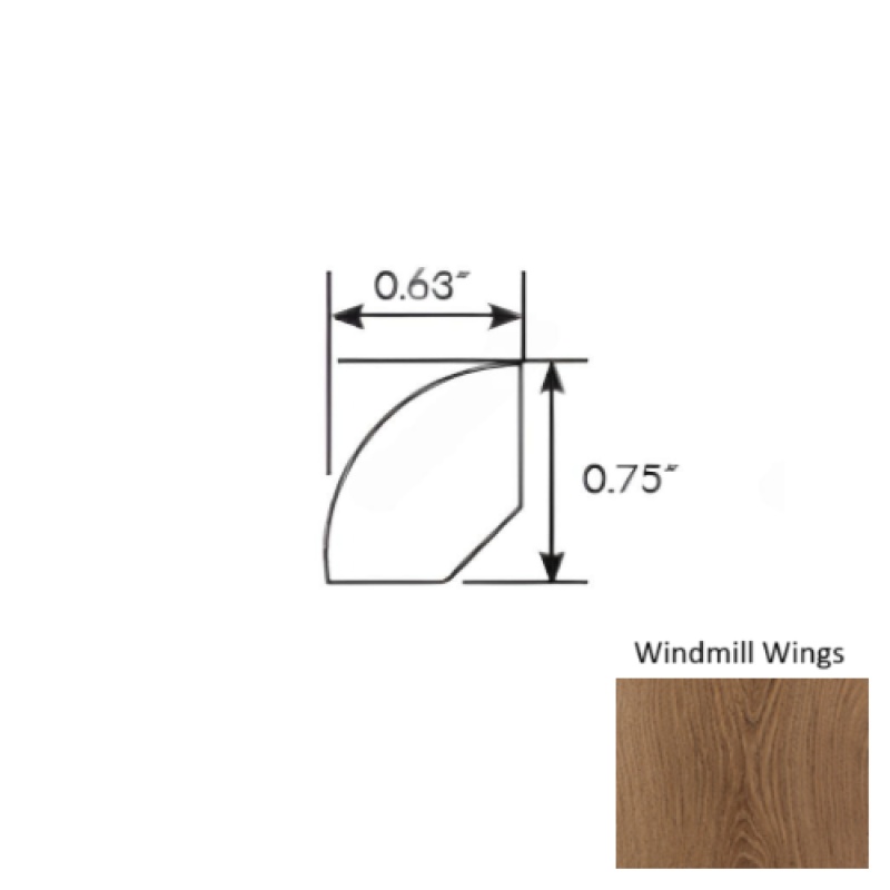 Americano Grande Windmill Wings Luxury Vinyl Moulding / Trim - 94" Quarter Round - Ceramic Bead