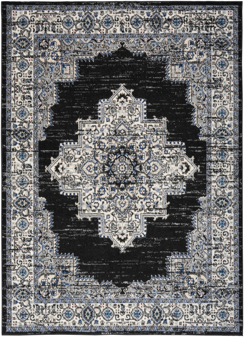 Passion Psn03 Black Ivory Vintage Area Rug