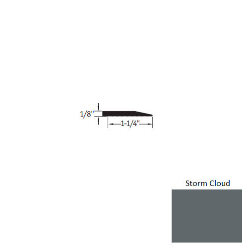 Johnsonite Storm Cloud Vinyl Moulding / Trim – 1 1/4" x 3 ft (36") x 1/8" Reducer