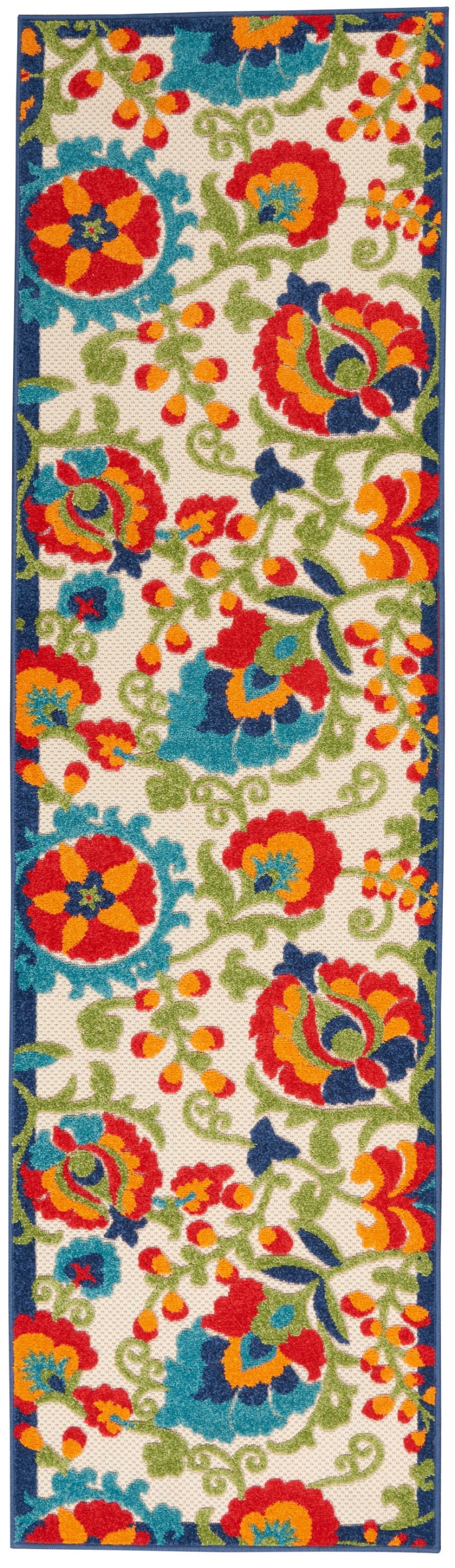 Aloha Multicolor Polypropylene Farmhouse Area Rug Runner