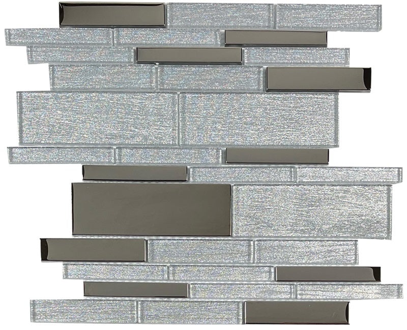 Glimmer Silver Deco Glass Mosaic - Linear - Linear