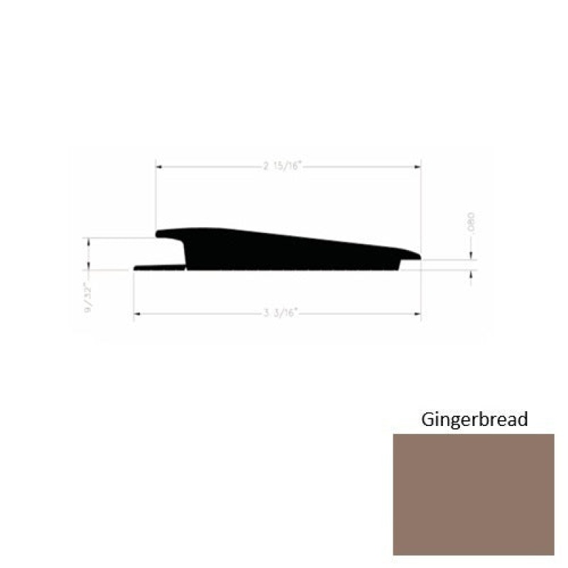Solid 73 Gingerbread Rubber Rolling Traffic Transition - 3 3/16" X 9 Ft (108") X 1/4" - 0.080"