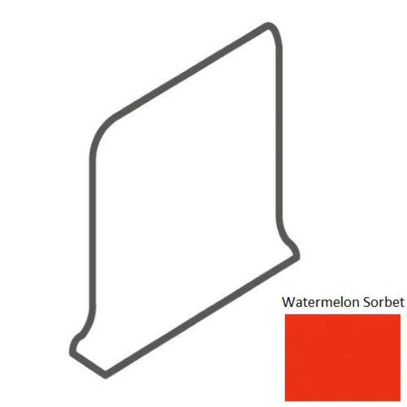 Bright & Matte Watermelon Sorbet Ceramic Wall Trim - 6" X 6" Thin Lip Cove Base Outcorner - Glossy
