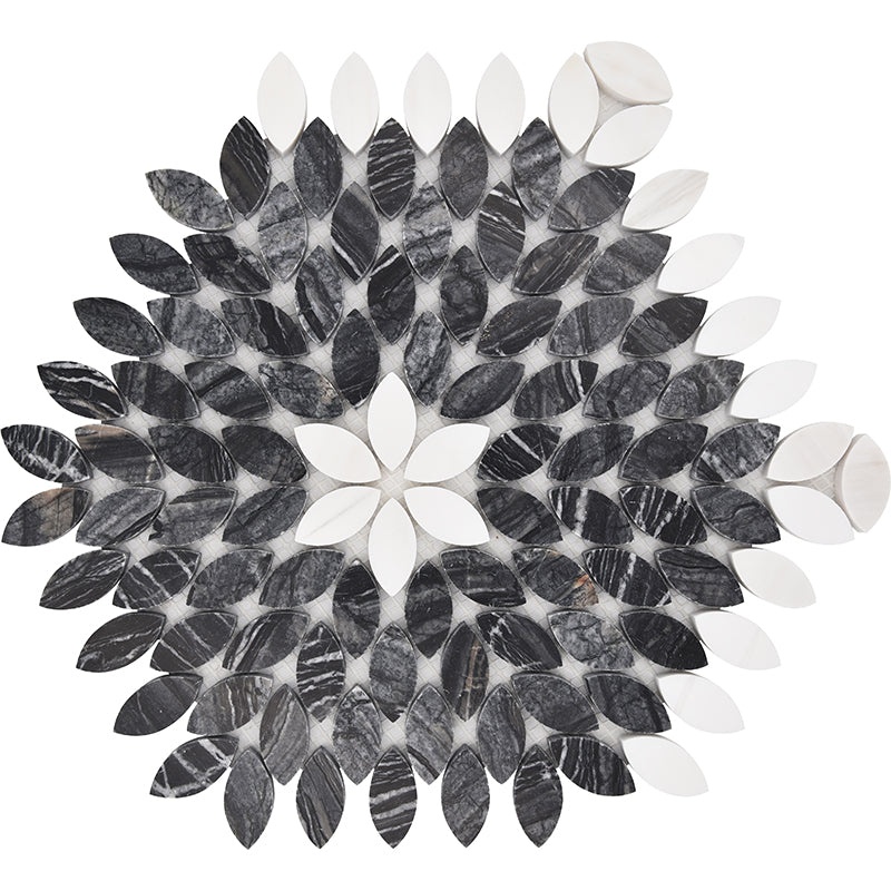 Micronesia Wood Black / Dolomite Natural Stone Mosaic - Kiribati - Polished