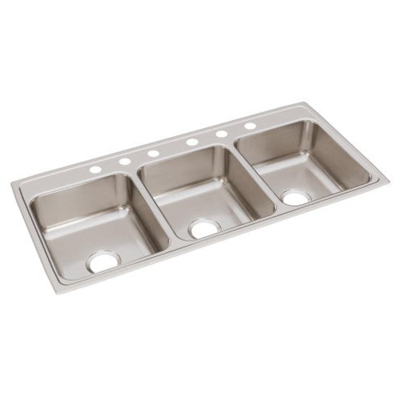 Ltr46226 Lustertone Classic Stainless Steel Drop In Triple Bowl Kitchen Sink - 46" X 22" X 7 5/8" With 6 Holes - Stainless Steel