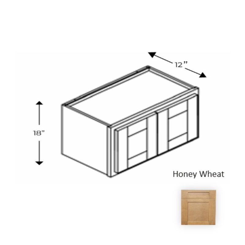 Framed Shaker Deluxe Honey Wheat Natural Clear Coat Wood Kitchen Wall Cabinet - 33" X 18" X 12" - Natural Clear Coat