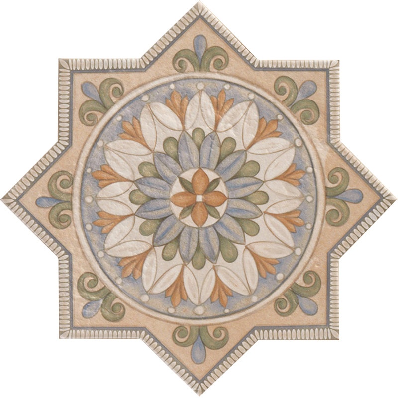 Umbria Deco A Porcelain Tile - Matte - 7" x 7" Star