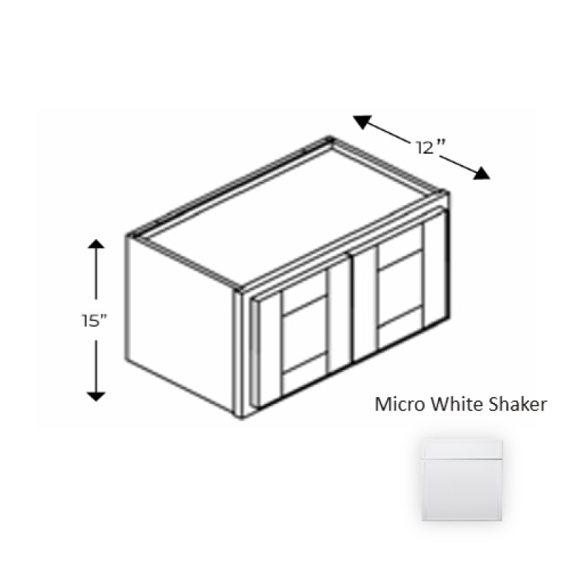 Framed Shaker Premium Micro White Shaker Natural Clear Coat Wood Kitchen Wall Cabinet - 27" X 15" X 12" - Natural Clear Coat