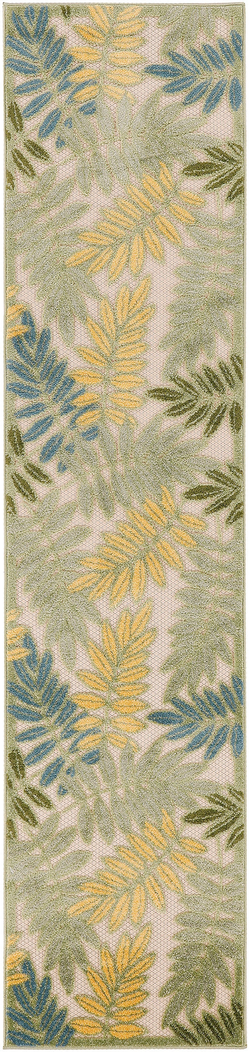 Aloha Alh18 Green Multicolor Polypropylene Outdoor Area Rug - 6 Ft Runner