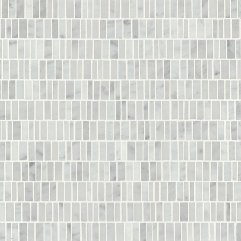 Monet White Carrara 7 Marble Mosaic - Mini Brick - Honed