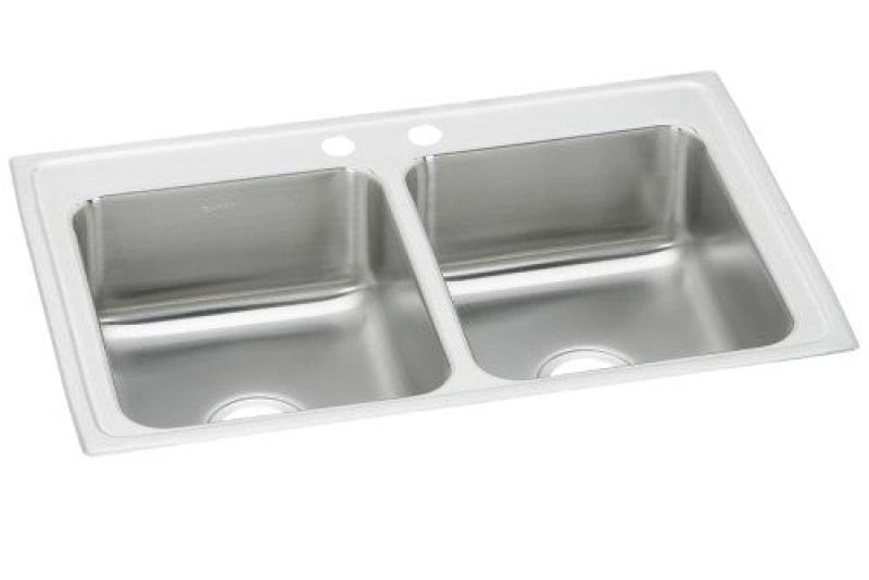 Psr33222 Celebrity Stainless Steel Drop In Double Bowl Kitchen Sink - 33" X 22" X 7 1/2" With 2 Holes - Stainless Steel