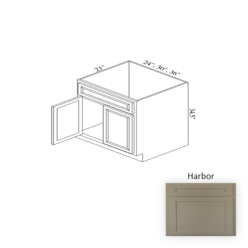 Vsb24 Harbor Wood Bathroom Vanity Drawer Base - 24" X 34.5" X 21" (Assembly Required) - Harbor