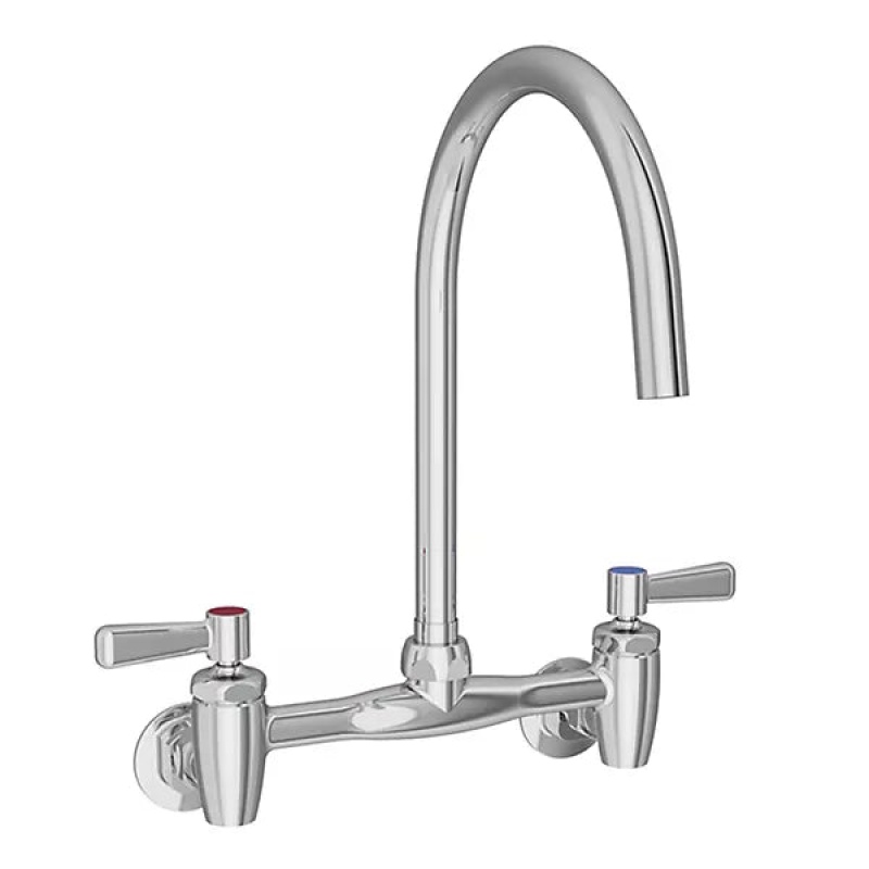 Lk940lgn08l2s Chrome Plated Brass Deck Mount Kitchen Faucet - Double Handle Two Holes - Chrome Plated Brass