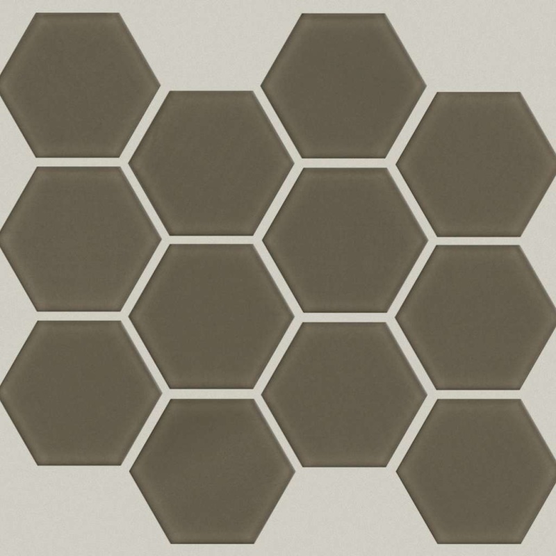 Ascendant Sage Glass Mosaic - 3" Hexagon - Glossy