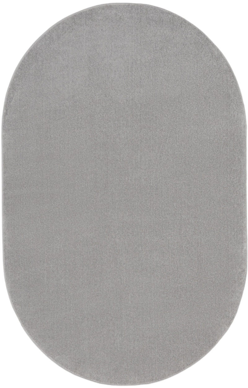 Silver Grey Outdoor Area Rug, 6 ft x 9 ft Oval