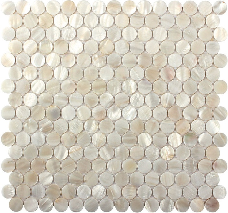 Shell Jupiter Beach Shell Mosaic - 0.8" X 0.8" Penny Round - Polished