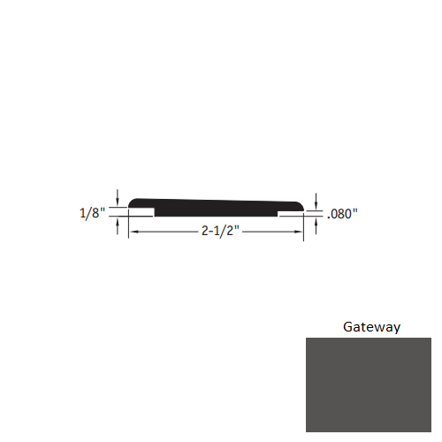 Johnsonite Gateway Vinyl Moulding / Trim - 2 1/2" X 12 Ft (144") X 1/8" - .080" Wheeled Traffic Transition - Wheeled Traffic Transition