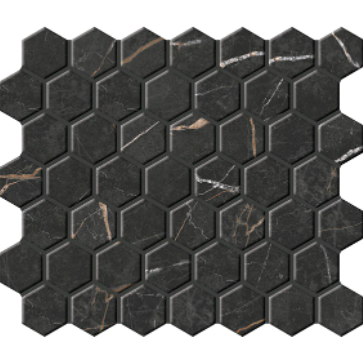 Perpetuo Infinite Black Ceramic Mosaic - 1 1/2" Hexagon - Matte