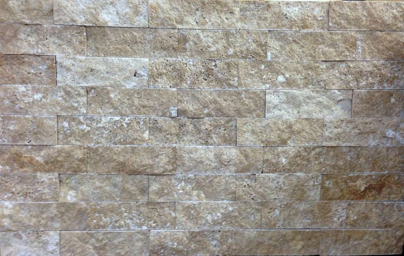 Noche Cross Cut Travertine Mosaic - 2" x 6" Brick