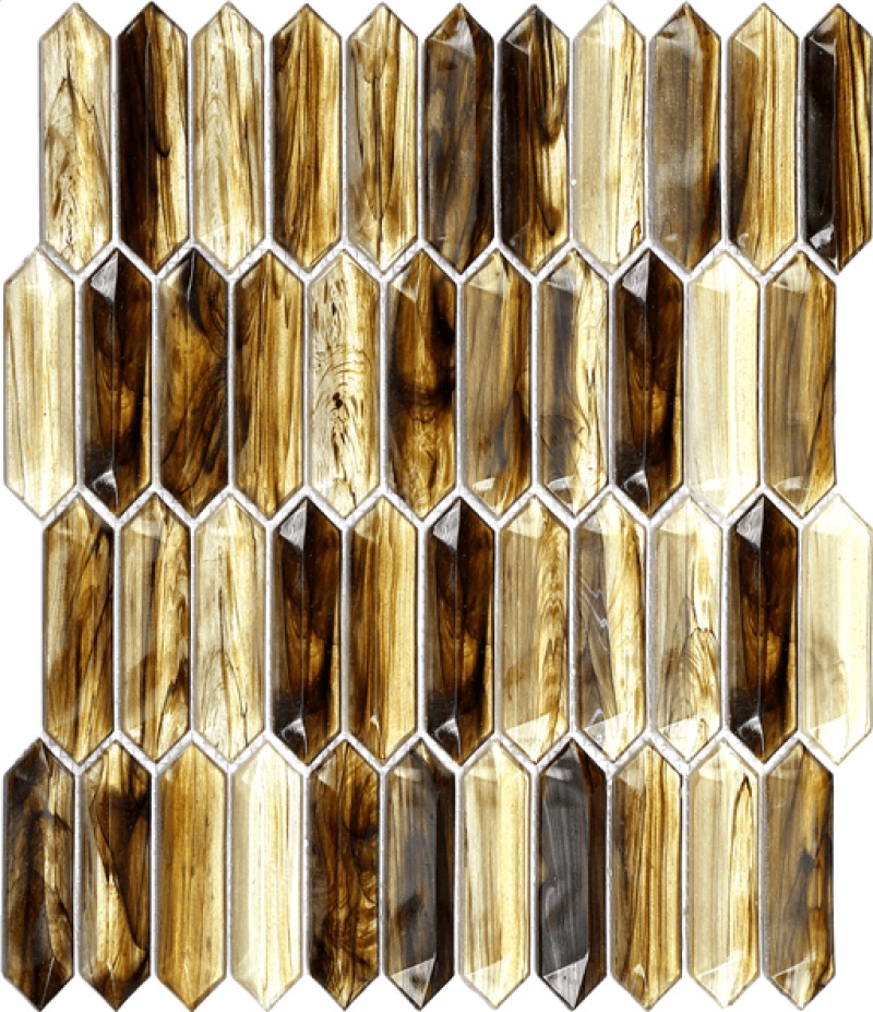 Tortuga Amber Glass Mosaic - Picket - Natural