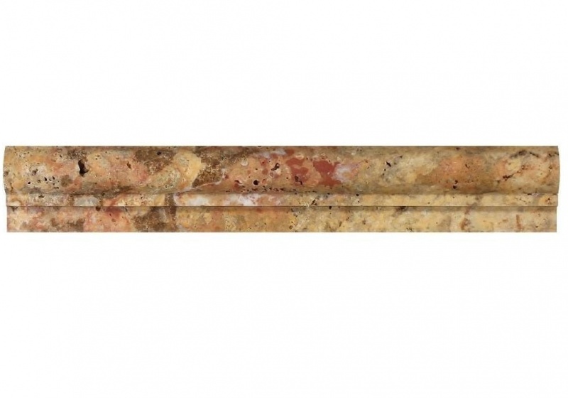 Scabos Cross Cut Travertine Liner - 2" X 12" F1 Chair Rail - Unfilled & Honed