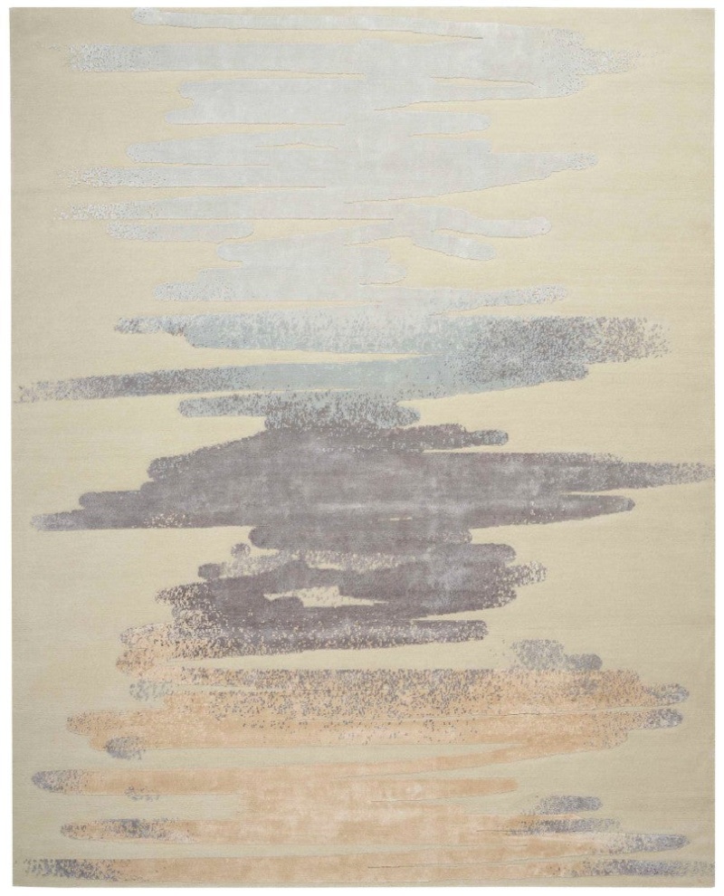 Christopher Guy Wool & Silk Collection Sea Sand Minerals Cgs34 Wool Blend Contemporary Area Rug - 8 Ft X Square - Sea Sand Minerals