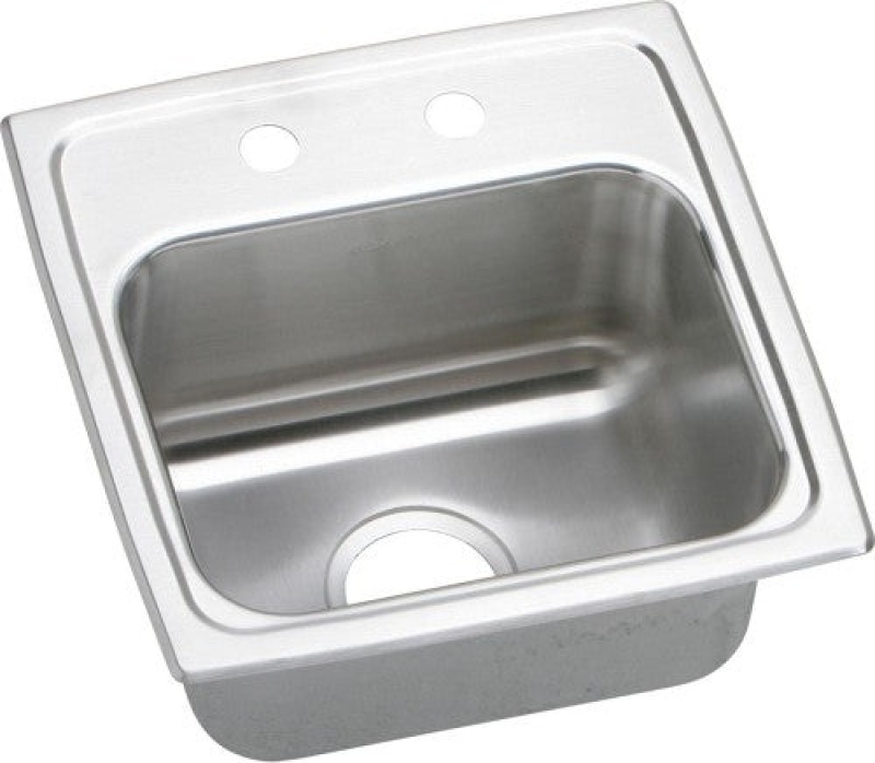 Blrq15163 Lustertone Classic Stainless Steel Drop In Single Bowl Bar Sink - 15" X 15" X 7 1/8" With 3 Holes - Stainless Steel