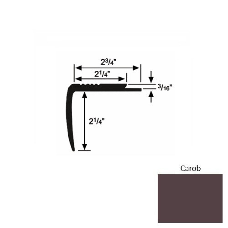 Solid M07 Carob Rubber Modified Underlap Stair Nosing (Sq) - 2 3/4" X 9 Ft (108")
