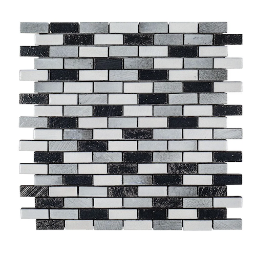 Ashland & Halsted Galvanized Basalt Mosaic - Mini Brick - Glossy