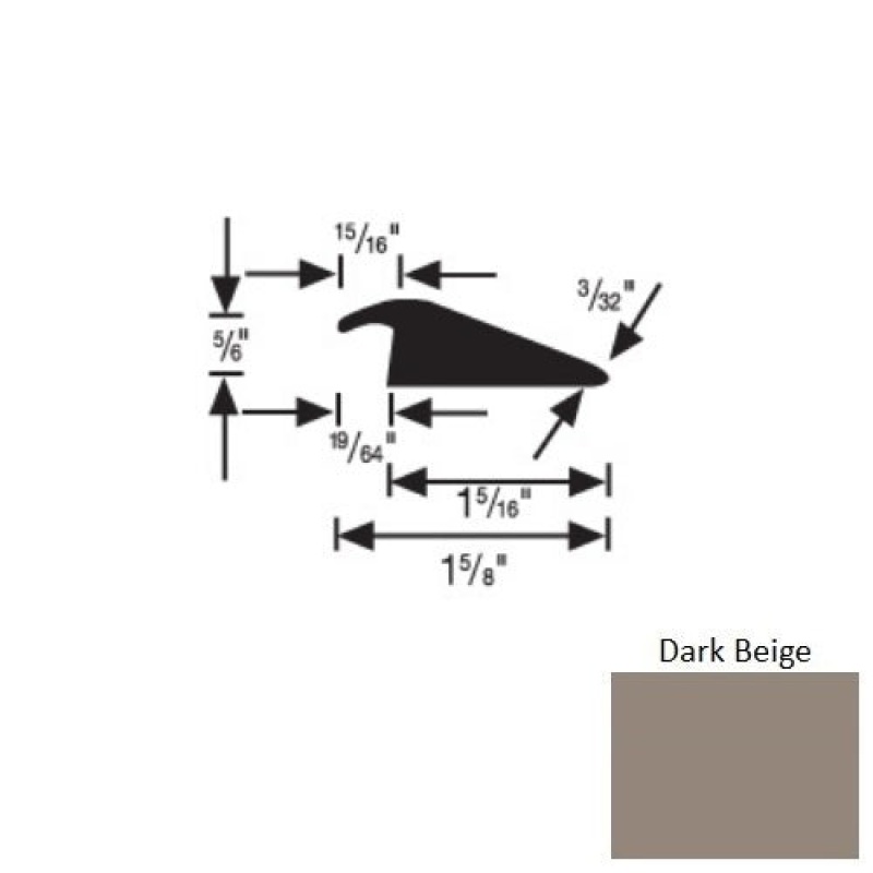 Flextones Dark Beige Vinyl Carpet Edge Reducer With Lip