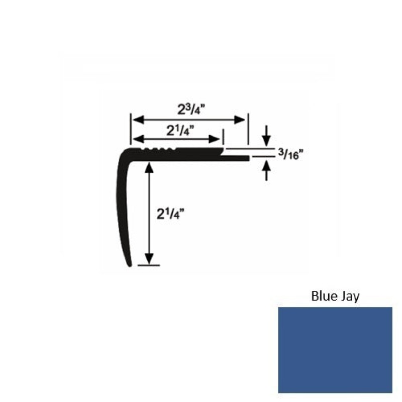 Solid M07 Blue Jay Rubber Modified Underlap Stair Nosing (Sq) - 2 3/4" X 9 Ft (108")