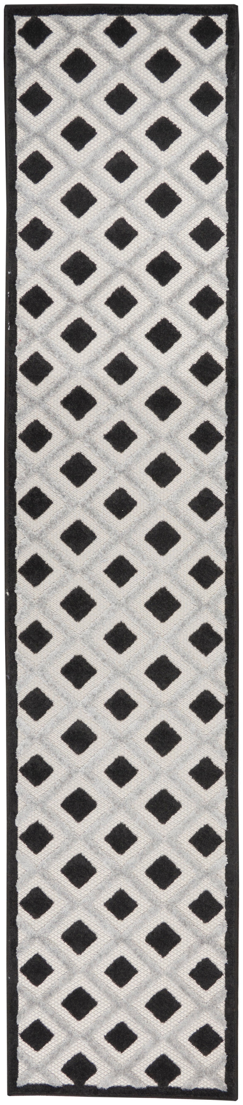 Aloha ALH26 Black White Polypropylene Modern Area Rug