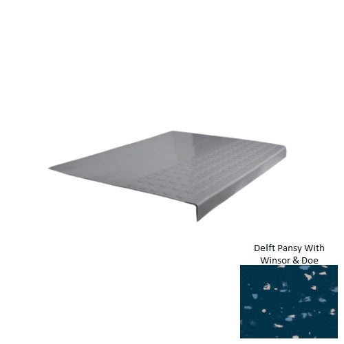Spextones Delft Pansy With Winsor & Doe Type 701 Distinct Designs Rubber - 12" X 72" Stair Tread - Rgt Radial Ii Raised Disc Design