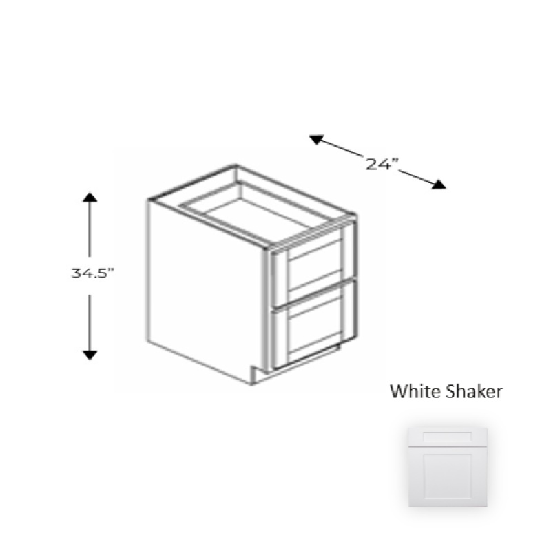 Whs.2Db30 Framed Shaker Premium White Shaker Natural Clear Coat Wood Kitchen Base Cabinet - 30" X 34.5" X 24" - Natural Clear Coat
