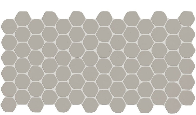 Keystones Desert Gray Organic Porcelain Mosaic - 2" Hexagon - Matte