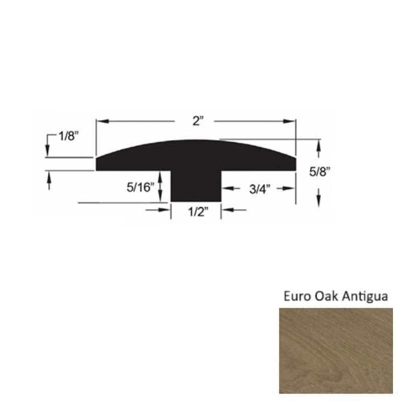 Islands Euro Oak Antigua Hardwood Moulding / Trim - 2" X 78" T Molding - Urethane